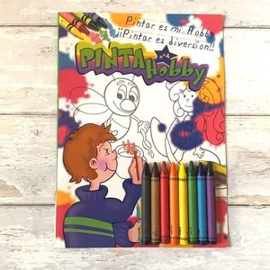Spanish Coloring Book & Crayons Bundle Pintar Espanol Language NEW